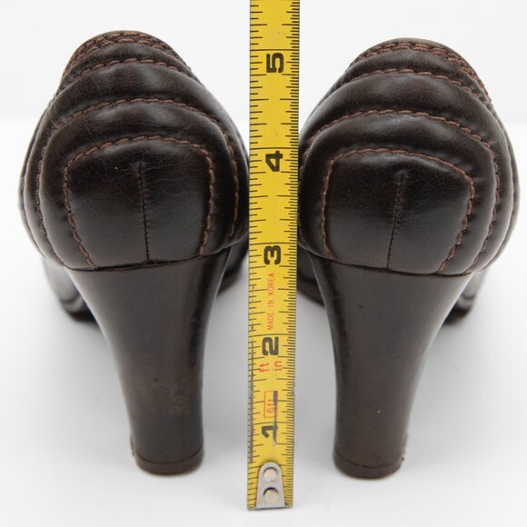 Chloe Leather Pumps Block Heel Shoes Made In Italy Brown Size 36 - Picture 10 of 10